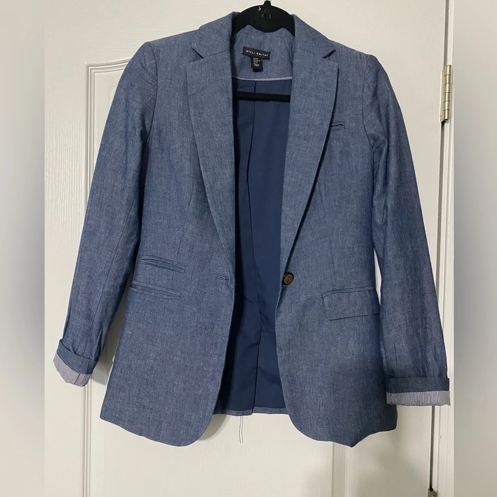 WILLI Smith Denim Cuffed Blazer Women’s Size XS